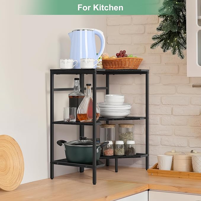 Under Pedestal Sink Shelf 2 Pack Corner Shelf Stand for Bathroom Pedestal Under Sink Storage Rack Under Vanity Storage Organizers Bathroom Storage Corner Shelves Toilet Storage Holder, Black