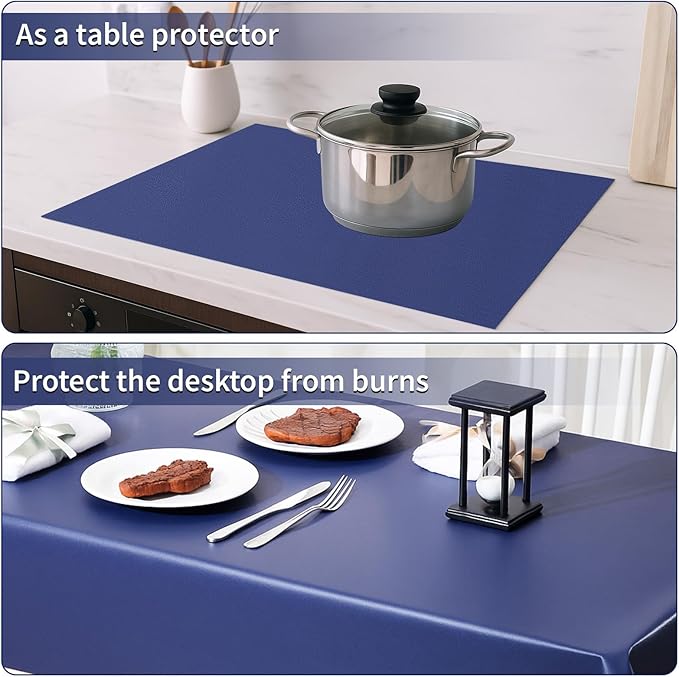 Drydiet 55x55 Inch Extra Large Craft & Painting Floor Mat - Waterproof Non-Slip PVC Art Rug, Floor Protector for Easel Painting Pottery Messy Projects, Washable Roll-up Spill Mat(Blue, Plain)