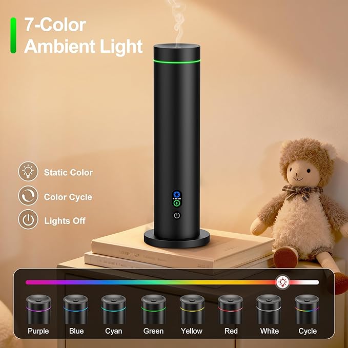 Maromalife Waterless Diffuser, Essential Oil Diffuser, 1000 Sq.Ft Coverage Scent Diffuser – Plug-in Only, Adjustable Mist, Remote, Mood Lights for Home & Office, Large Room, Hotel, Black