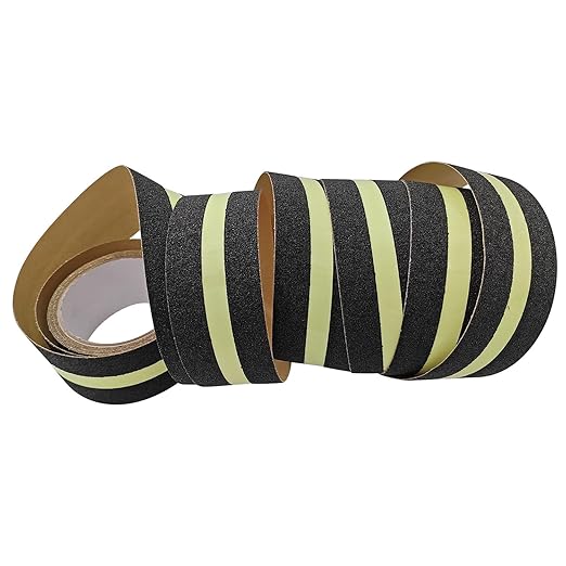 Premium Anti Slip Traction Tape 2" x 16.5 FT - Glow in Dark Green Stripe, No-Residue Tape for Stairs & Outdoor, Weatherproof, Easy Apply & Remove - Durable & High Visibility
