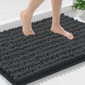 Smiry Bathroom Rugs Mat 30x18, Extra Soft Absorbent Chenille Bath Rugs, Non Slip Rubber Backing Machine Washable Quick Dry Bath Mats for Bathroom Floor, Tub, Shower, Home Decor Accessories, Dark Grey