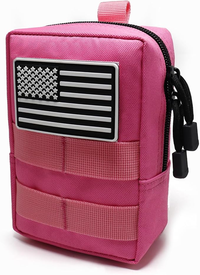 2 Pack Tactical Molle Pouches Small Molle Utility Pouch Small Tactical Accessory Bag Belt Pouches Vest Pouch Compact Water-Resistant EDC Pouch with Flag Patch