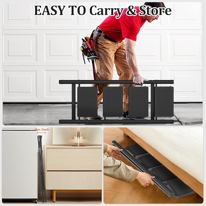 DIAMONDFORGE 4 Step Ladder, Folding Step Stool & Collapsible Stool for Kitchen, 330lbs Capacity with Wide Anti-Slip Pedal & Feet, Sturdy Steel Step Ladder for Home and Office, Black