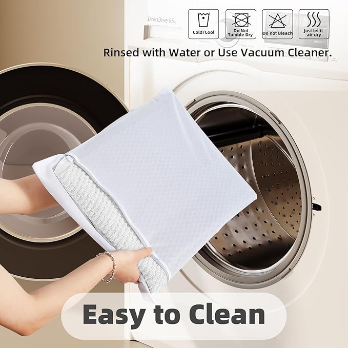 TYUU Bathroom Rugs Non Slip Washable, Super Absorbent Thin Bath Mat Quick Dry Low Pile Bathroom Rug, White 24"x47"
