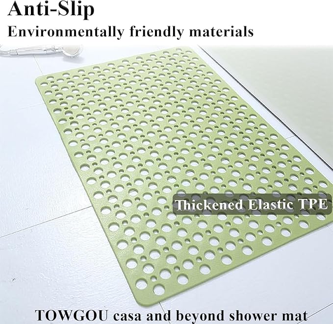 Casa and Beyond Shower Mat, Secure Shower Mat-Non-Slip, Washable Non-Slip Bathtub Mats, with Suction Cups and Drain Holes, Soft Textured Design, Easy to Clean for Bathroom (Grey, 27.6" x 27.6")