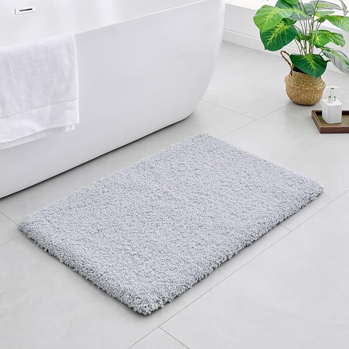 Disolla Bathroom Rug 24x36 - Non-Slip Plush Thick Bath Mat, Highly Absorbent & Ultra Soft Fluffy Floor Mat, Machine Washable for Shower and Tub, Silver Grey