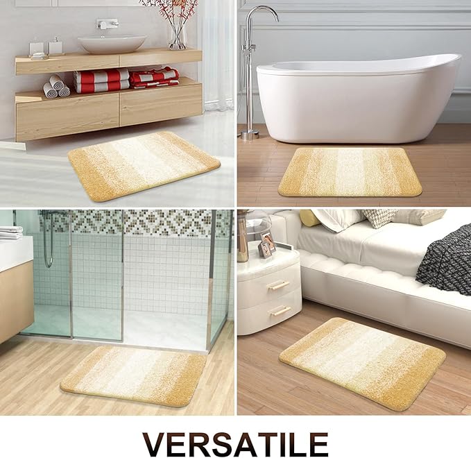 OLANLY Bathroom Runner Rugs Mat 47x24, Extra Soft Absorbent Microfiber Bath Rug, Rubber Backing, Quick Dry, Washable Long Bath Mats for Bathroom, Tub and Shower, Home Decor Accessories, Light Yellow
