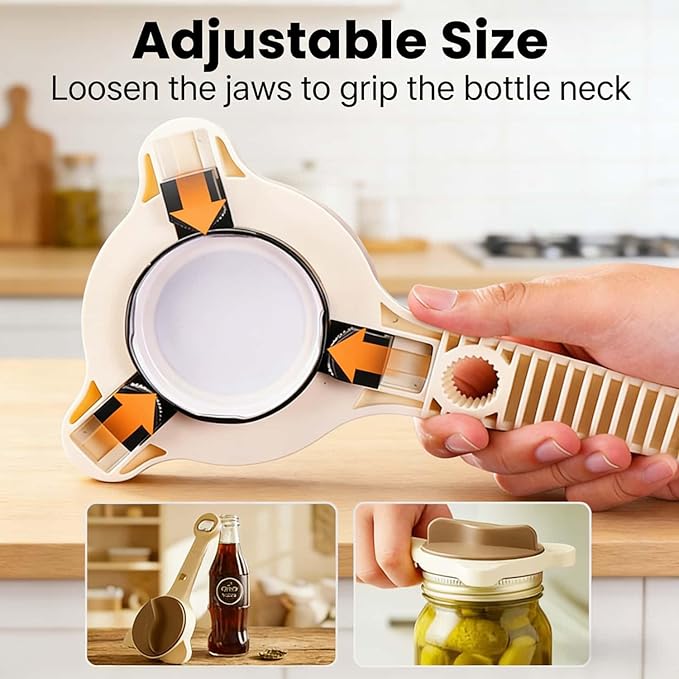 4-in-1 Jar Opener Adjustable Stainless Steel Lid Remover for Seniors and Those With Limited Strength Works, Fits Kitchen Beer, Sauces & Canned Goods（Purple）