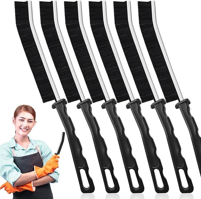 Crevice Cleaning Brush,6Pack Small Cleaning Brushes Grout Cleaner Brush Toilet Brush Scrub Brush for Shower Tile Skinny Gap Cleaning Tools for Household Use Bathroom (black-6pcs)