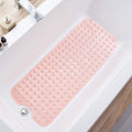 TEESHLY Bathtub Mats for Shower Tub, Extra Long Non-Slip 39 x 16 Inch Bath Mat with Drain Holes and Suction Cups, BathMat for Bathroom with Machine Washable (Clear Coral Pink)
