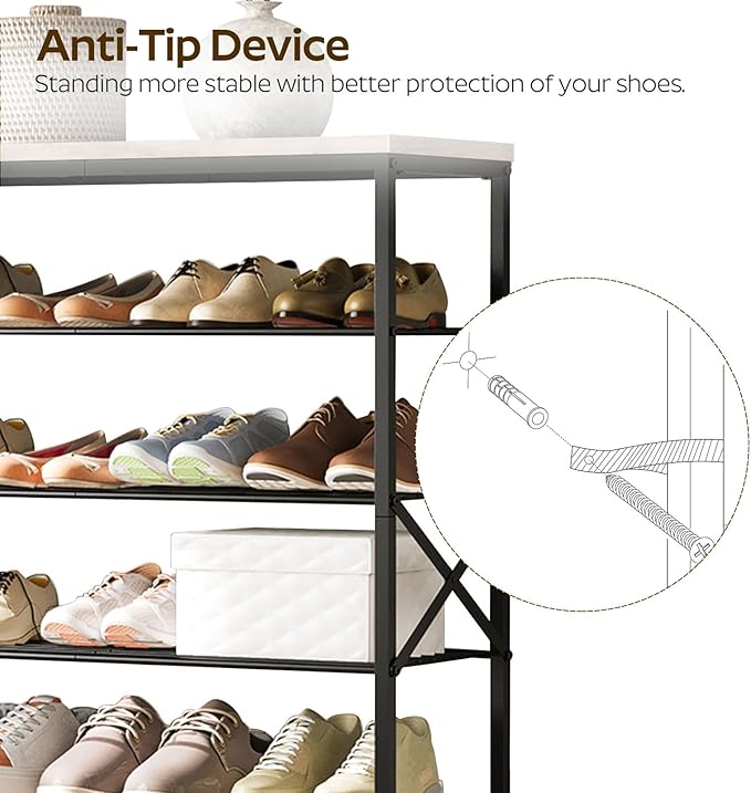 YATINEY 10 Tier Shoe Rack, Large Capacity Shoe Storage Organizer Holds 40 Pairs, Sturdy and Stable, for Entryway, Hallway, Closet, Dorm Room, Greige and Black SS10BG