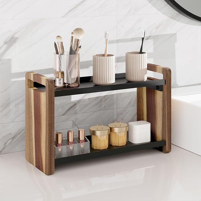Bathroom Counter Organizer,Bathroom Counter Shelf,Bathroom Organizers,Under Sink Organizer,Cologne Organizer For Men,Cologne Cabinet,Father Day Gift for Dad(Acacia 2 Tier)