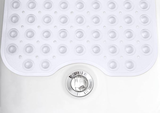 Extra-Long Non-Slip Bathtub & Shower Mat 39”x16” (Smooth/Non-Textured Tubs Only) Safe, Clean, Machine-Washable, Superior Grip&Drainage, Vinyl, Transparent Clear
