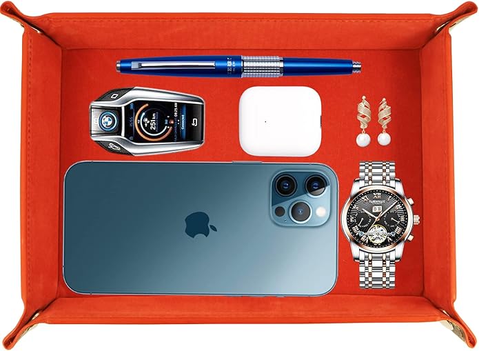 Valet Organizer - Catchall Tray for Jewelry, Wallets, Watches, Keys, Coins, Phones, Glasses - Perfect for Nightstand, Desk, Entryway
