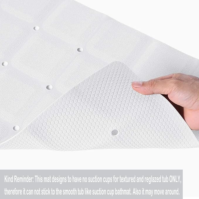Webos Foldable Non Slip Silicon Bath Mat Bathtub mat Shower mats no Suction Cups for Textured Tub and Reglazed Tub (Foldable-White, 28-inch x 14-inch)