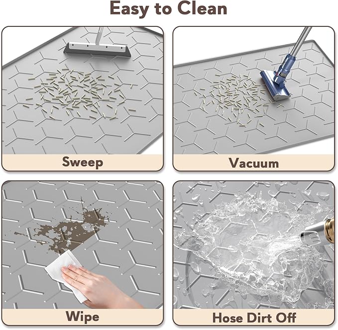 Garoopion Cat Mat for Litter Box, Large 34.05×22.5 inch Cat Litter Mat, Waterproof Silicone Pad for Floor, Gray