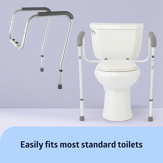 Medline Toilet Handle Safety Rail, Grab Bar for Bathroom, 26" to 31" Adjustable Height, 250-lb. Capacity