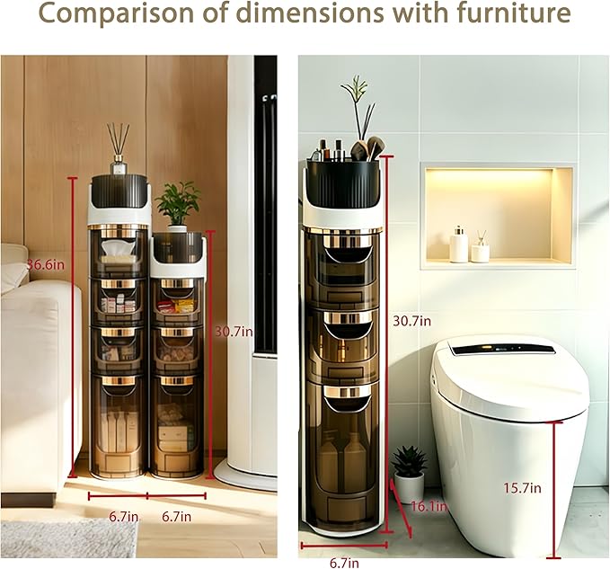 BGYMF 3-Tier Slim Bathroom Storage Cabinet,Slim Cabinet for Bathroom,Narrow Rolling Storage Cart with Wheels, White Plastic Organizer for Small Spaces, Kitchen, Laundry Room, Corner