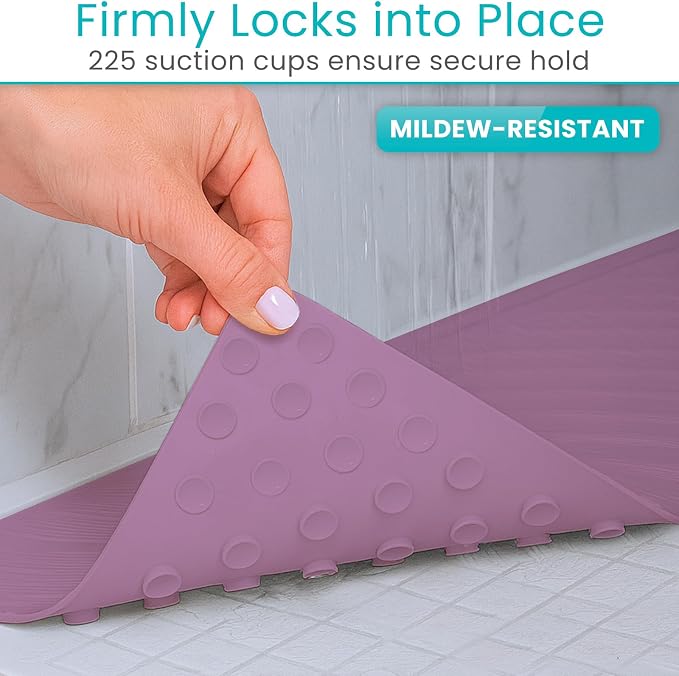 Vive Non-Slip Bath Mat with Suction Cups - 28" x 16" Extra Large Rubber Mat for Safety & Comfort - Patented Grip Prevents Slips and Falls for Kids, Elderly, Men, Women - XL Non Skid Shower & Tub Cover