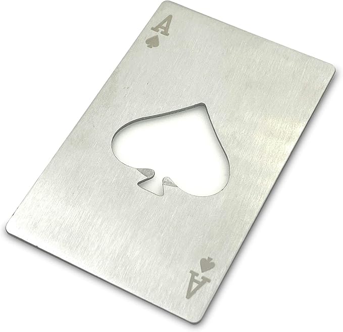 Metal Card Bottle Opener Stainless Steel Silver with Engraved Pattern (Style A, 1PCS)