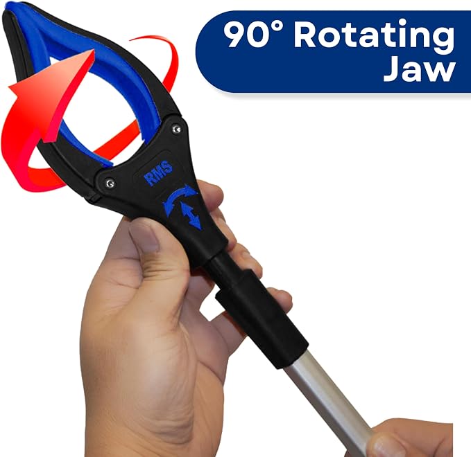 RMS 2 Pack 34 Inch Extra Long Reacher Grabber - Foldable Gripper and Reaching Tool with Rotating Jaw