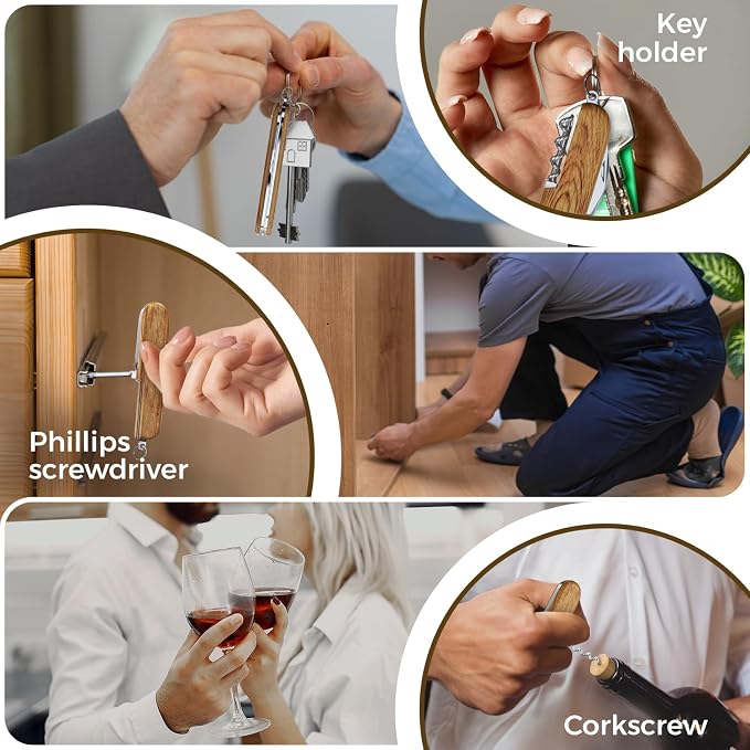Small Pocket Knife 6 in 1 - Keychain Multitool - Compact Kids Pocket Knife with Bottle Opener, Can Opener, Corkscrew, Phillips Screwdriver - EDC Gift for Men, Women, Camping, Hiking, Travel - 5005