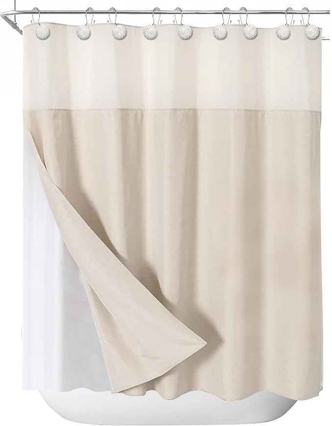 Sunlit Boho Knots Double Shower Curtain Hooks, Home Decorative White Shower Curtain Rings for Bathroom, Seaside Nautical Shower Curtain Hangers Bathroom Accessories, Set of 12