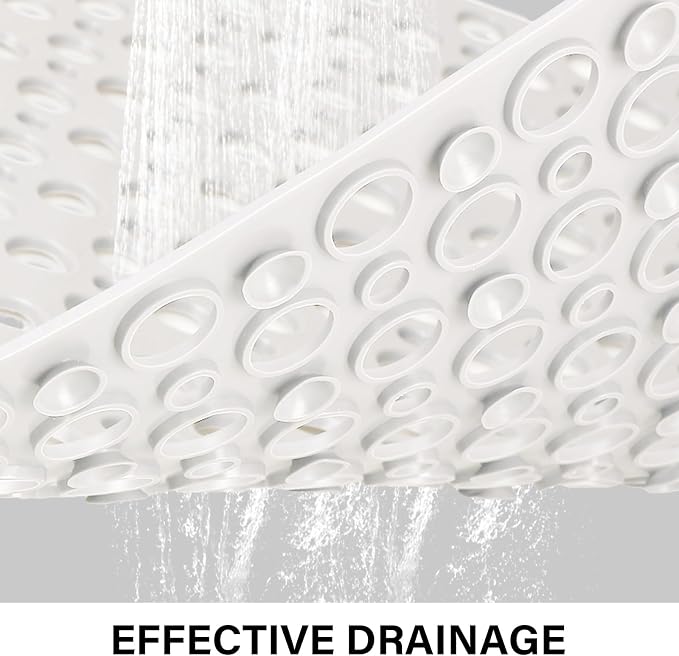 Non Slip Shower Mat: 47 X 32 Inch Large Shower Mats for Inside Shower - Soft TPE Anti Slip Long Shower Floor Mat with Large Drain Holes and Suction Cups