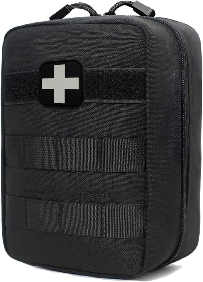 GHFY First Aid Pouch EMT IFAK Medical Pouchs, Tactical MOLLE Utility Empty Pouch (Black)