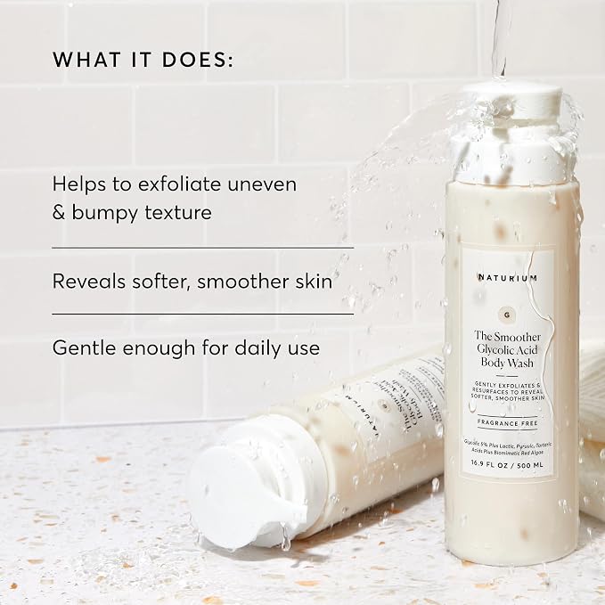 Naturium The Smoother Glycolic Acid Exfoliating Body Wash, Soft & Smoothing Cleanser, 16.9 oz