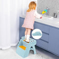 Onasti Toddler Step Stool Foldable Kids Step Stool,Bathroom Stool for Toddlers Non-Slip Toddler Step Stool for Bathroom Sink and Kitchen Counter with Cute Dinosaur Design(Blue)