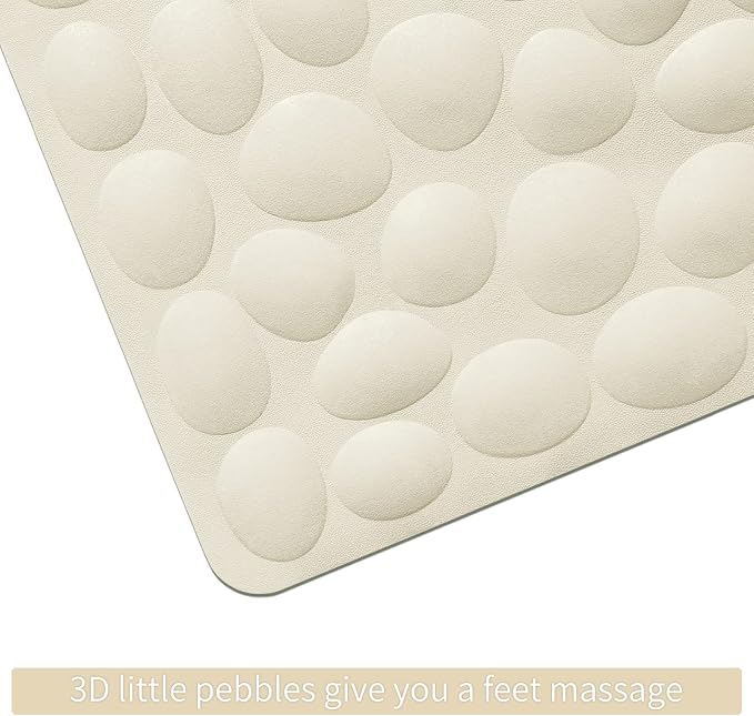 Non-Slip Bathtub Mat OTHWAY Soft Rubber Bathroom Bathmat with Strong Suction Cups (Beige)