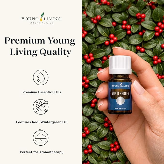 Young Living Wintergreen Premium Essential Oil | 15ml | Refreshing & Uplifting Aroma for Diffuser or Topical Use | Ideal for Massage & Home Aromatherapy | Premium Quality Oils