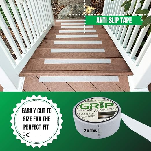 GRIP Anti Slip Tape - 80 Grit High Traction Non-Slip Tape for Stairs, Ramps, Floors, Indoor/Outdoor Use, Easy Cut & Apply, Durable for Heavy Traffic Areas (2" x 34')