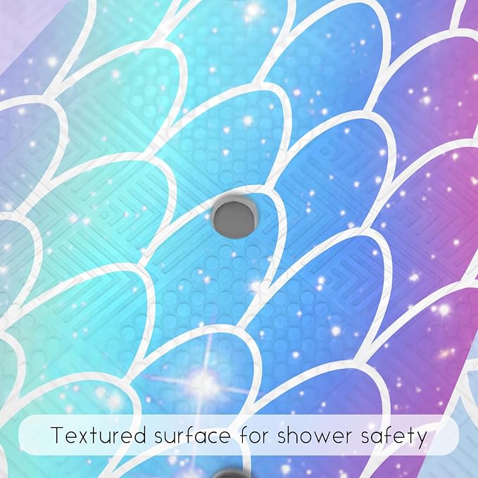 Bathtub Mat Non Slip, Mermaid Square Bath tub Mat Shower Floor Mat with Suction Cups for Adults Kids Elderly 21 X 21 Inch