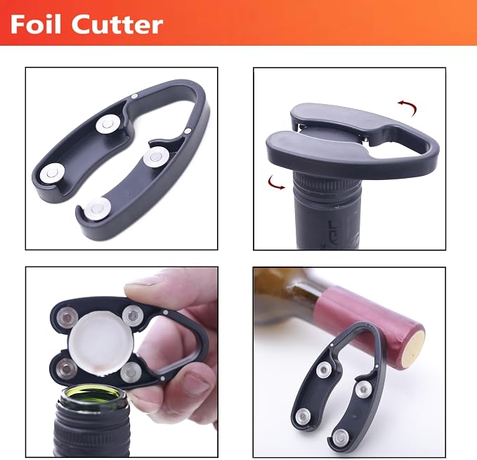 Air Pressure Pump Bottle Opener With Foil Cutter,Aerator Pourer,Vacuum Stopper(4PCS),Simple Cork Remover,Efficient Corkscrew Bottle Opener,Great For Wine Lovers,Perfect Wine Gift.