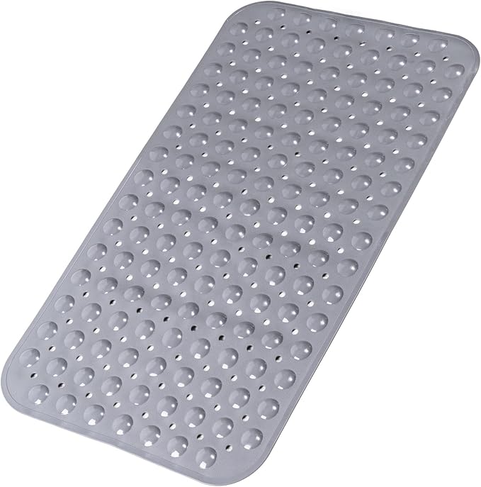 Bathtub and Shower Mats, 28 x 15 Inch Non-Slip Bath Mat, Machine Washable Bath Tub Mat with Suction Cups & Drain Holes for Bathroom, Beige