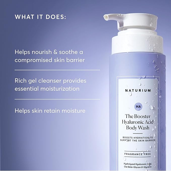 Naturium The Booster Hyaluronic Acid Body Wash, Hydrating & Moisturizing plus Minimizes Dryness, with Glycerin & Vitamin B5, 16.9 oz