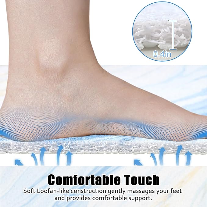 Square Shower Mat Non Slip: 31x31 Inch Large Shower mats for Inside Shower with Drain Hole in Middle, Super Soft PVC Loofah Massage Shower Floor Mat, Anti Slip Shower Stall Mat, Quick Drying