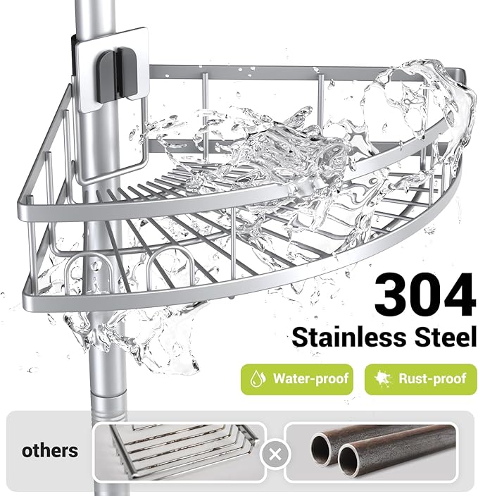 Aitatty Standing Shower Caddy Corner: 4-tier Rustproof Shower Organizer Shelf - Floor Shower Corner Shelf Rack Stand for Bathroom Chrome