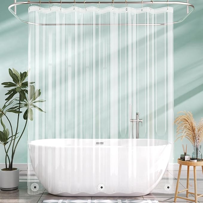 AmazerBath Shower Curtain Liner 80 Inches Long with 3 Magnets, 72x80 Clear Shower Curtain Liner Tall, Waterproof Plastic Shower Liner, Lightweight PEVA Shower Curtain with 12 Rustproof Metal Grommets