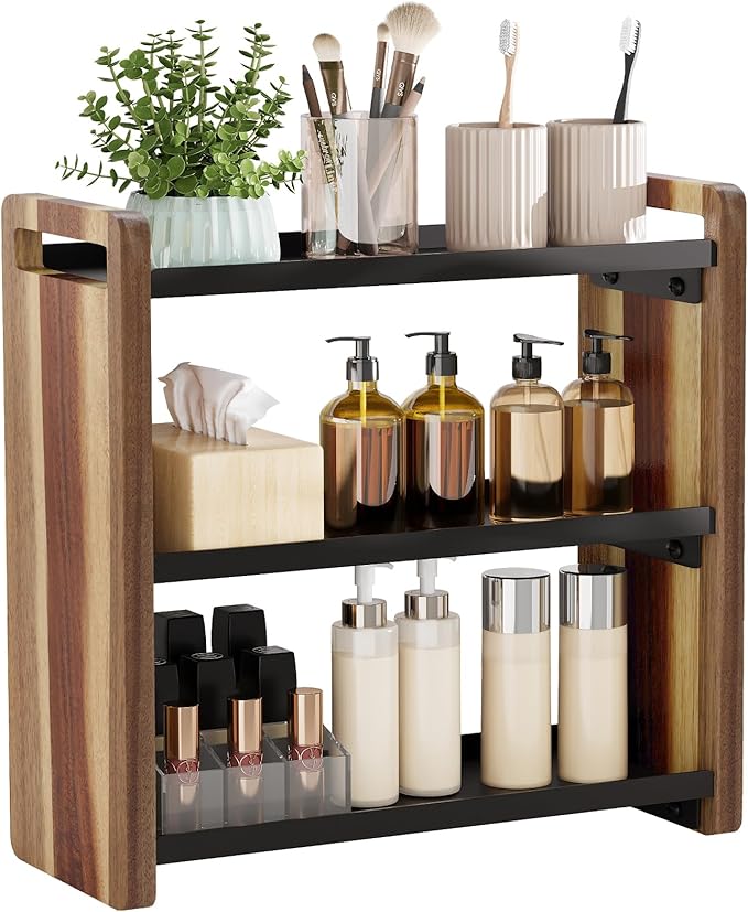 Bathroom Counter Organizer,Bathroom Counter Shelf,Bathroom Organizers,Under Sink Organizer,Cologne Organizer For Men,Cologne Cabinet,Father Day Gift for Dad(Acacia 3 Tier)
