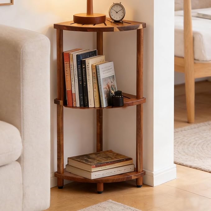 Corner Shelf Shower Caddy Stand 3 Tier for Bathroom, Space Saving Shower Organizer Corner Stand, Bathroom Shelves for Inside Shower - Home Decor & Bathroom Storage Acacia