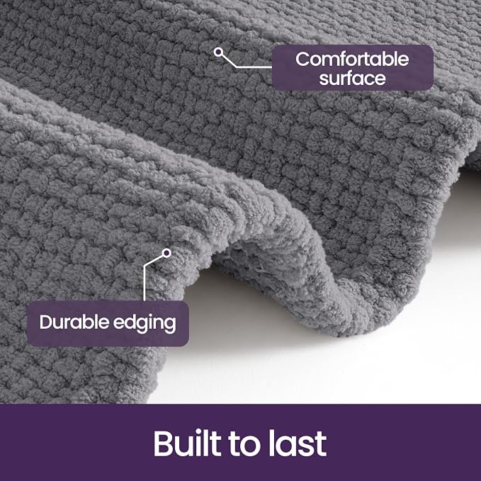 DEXI Bathroom Rugs 43x24, Non Slip Washable Bath Mat, Absorbent Chenille Bathmat, Ultra Soft Thick Carpet for Tub Shower Floor, Grey