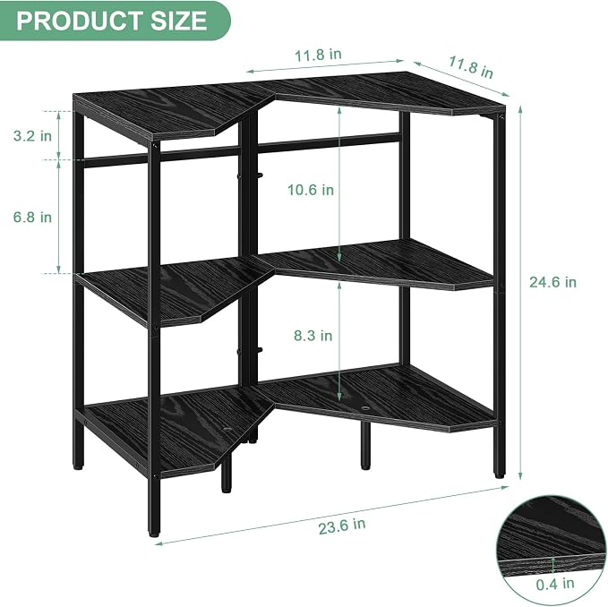 Under Pedestal Sink Shelf 2 Pack Corner Shelf Stand for Bathroom Pedestal Under Sink Storage Rack Under Vanity Storage Organizers Bathroom Storage Corner Shelves Toilet Storage Holder, Black