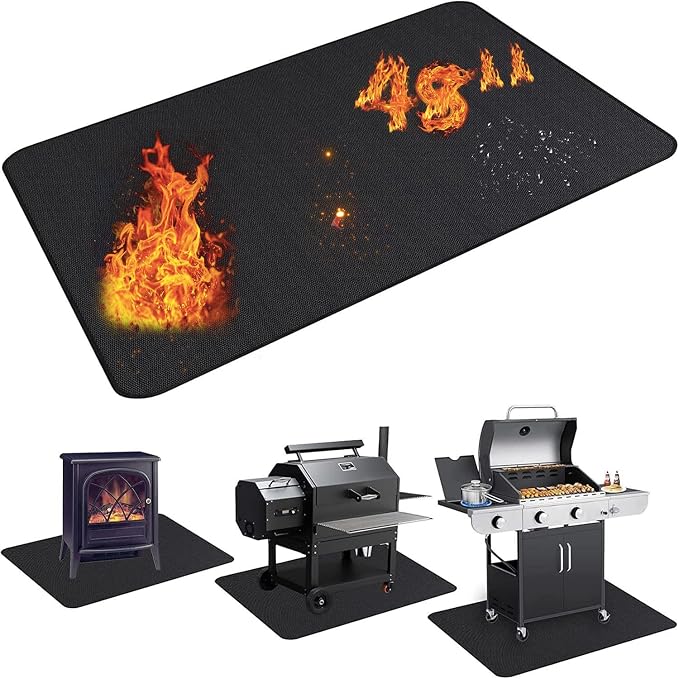 UBeesize Thickened 48x36 inches Under Grill Mat for Outdoor Grill,Double-Sided Fireproof Grill Pad for Fire Pit,Indoor Fireplace Mat Fire Pit Mat,Oil-Proof Waterproof BBQ Protector for Deck and Patio