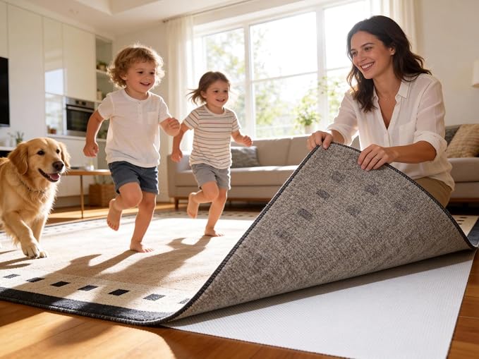 Mayhawk Non-Slip Rug Gripper Pad: Adhesive & Residue-Free Silicone 5X Stronger Grip for Hardwood Tile & LVP - BPA-Free Machine Washable - Odorless Tear-Resistant - 2x12 Ft Thin