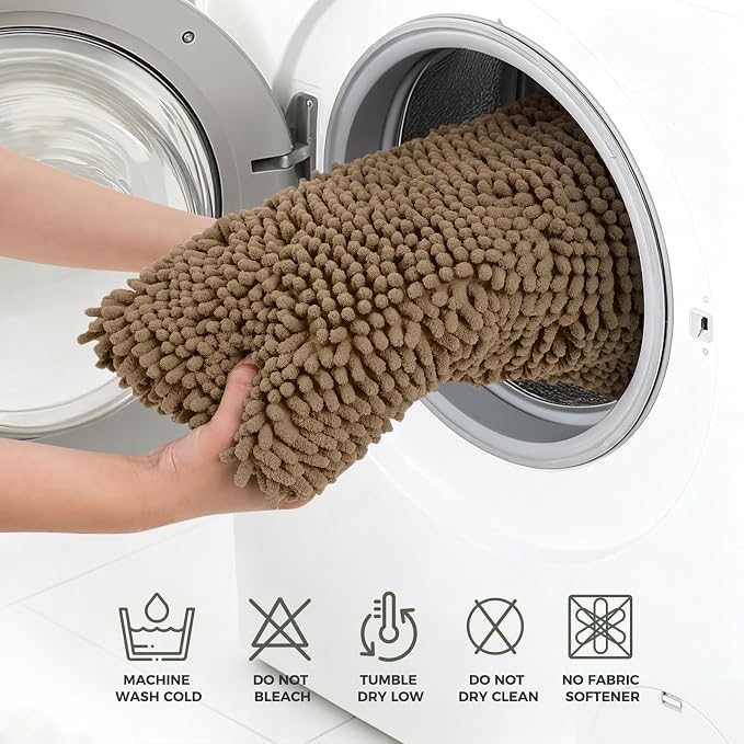 Bcoimo Bathroom Rug Set, Chenille Bathroom Rugs, Absorbent Non Slip Plush Bath Mats, Machine Washable Fast Drying Floor Mats for Tub, Shower, Sink, Vanity