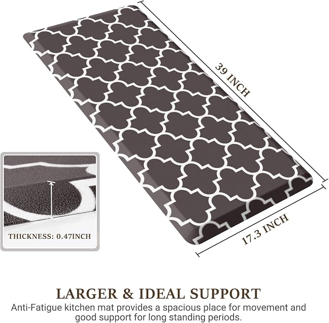 WISELIFE Kitchen Mat Cushioned Anti-Fatigue Kitchen Rug,17.3"x 39",Non Slip Waterproof Kitchen Mats and Rugs Heavy Duty PVC Ergonomic Comfort Mat for Kitchen, Floor Home, Office, Sink, Laundry