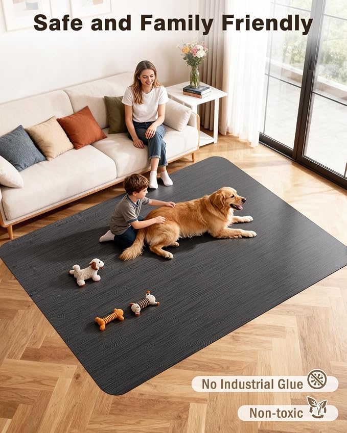 Blvornl Ultra Large Office Chair Mat for Hardwood Floor, Rolling Chair Mat for Hard Wood, Large Anti-Slip Hard Floor Protector, Heavy Duty Computer Desk Rug for Office and Home 47.2"*60" Black